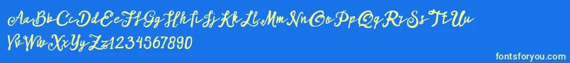 ARKMishaDemo Script Font – Yellow Fonts on Blue Background