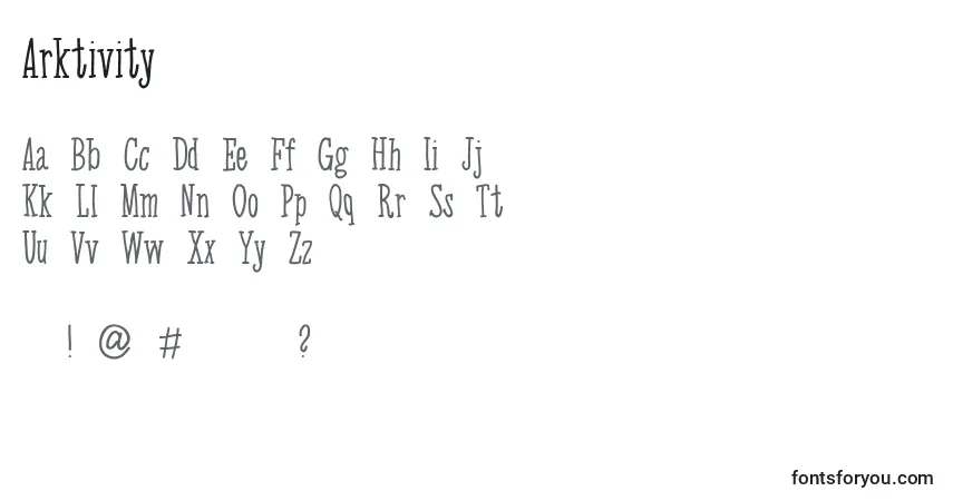 Czcionka Arktivity – alfabet, cyfry, specjalne znaki