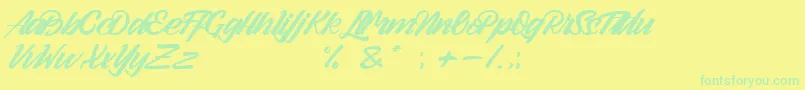 Arlen Script Demo Font – Green Fonts on Yellow Background