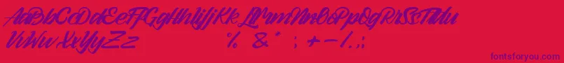 フォントArlen Script Demo – 赤い背景に紫のフォント