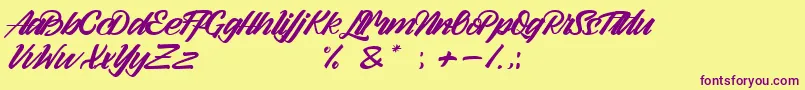 Arlen Script Demo Font – Purple Fonts on Yellow Background