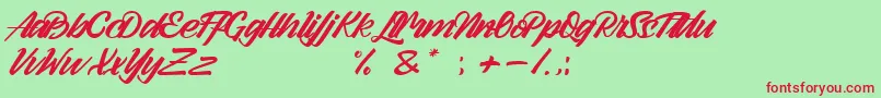 Arlen Script Demo-Schriftart – Rote Schriften auf grünem Hintergrund