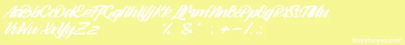 Arlen Script Demo-Schriftart – Weiße Schriften auf gelbem Hintergrund