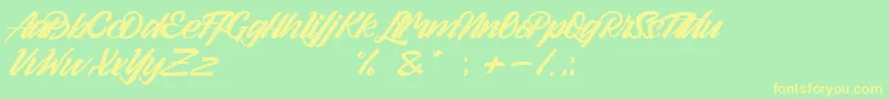 フォントArlen Script Demo – 黄色の文字が緑の背景にあります