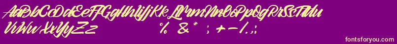 Arlen Script Demo Font – Yellow Fonts on Purple Background