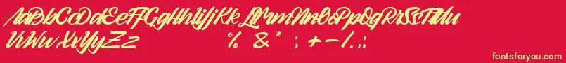 Arlen Script Demo Font – Yellow Fonts on Red Background