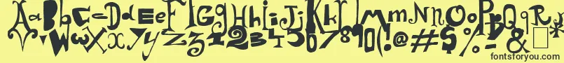 Arlequin-Schriftart – Schwarze Schriften auf gelbem Hintergrund