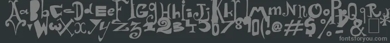 Arlequin-fontti – harmaat kirjasimet mustalla taustalla