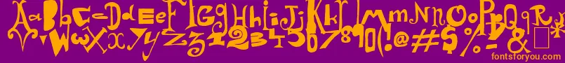 Czcionka Arlequin – pomarańczowe czcionki na fioletowym tle