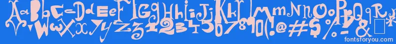 Arlequin-fontti – vaaleanpunaiset fontit sinisellä taustalla