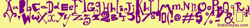Arlequin Font – Purple Fonts on Yellow Background