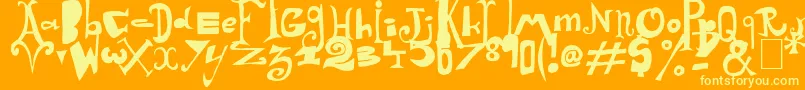 フォントArlequin – オレンジの背景に黄色の文字
