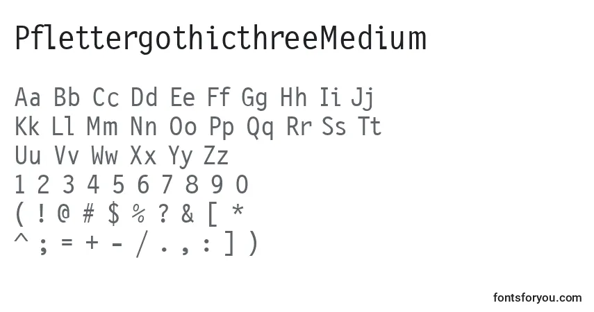 Schriftart PflettergothicthreeMedium – Alphabet, Zahlen, spezielle Symbole
