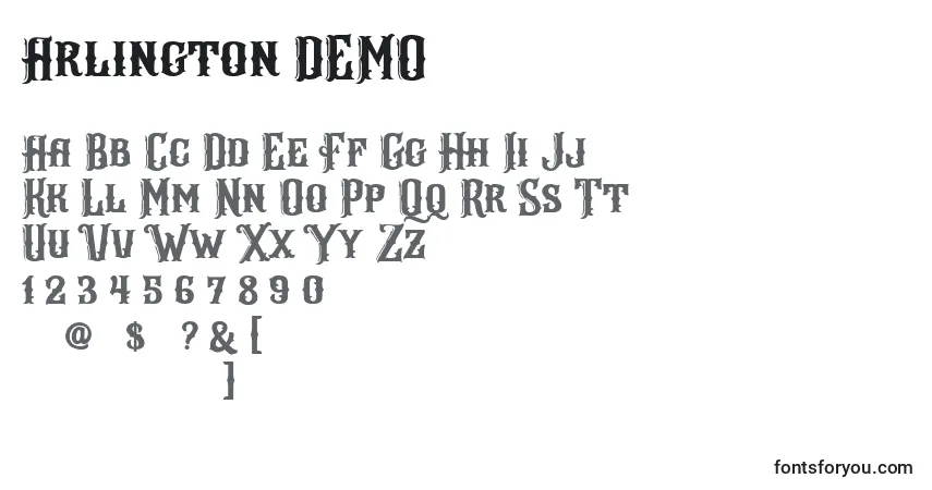 Шрифт Arlington DEMO – алфавит, цифры, специальные символы