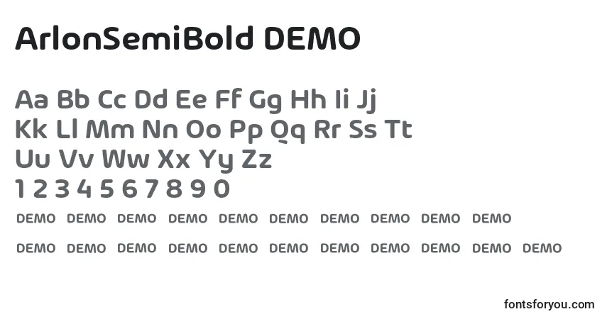 Шрифт ArlonSemiBold DEMO – алфавит, цифры, специальные символы