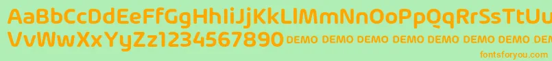 フォントArlonSemiBold DEMO – オレンジの文字が緑の背景にあります。