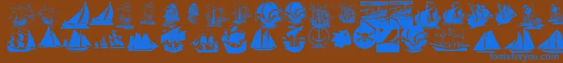 ArmadaPirata-Schriftart – Blaue Schriften auf braunem Hintergrund