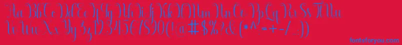 Armadilla-Schriftart – Blaue Schriften auf rotem Hintergrund