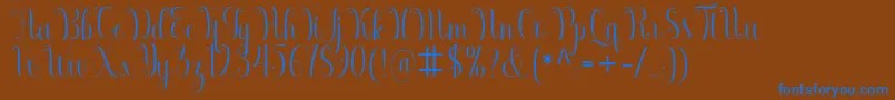 フォントArmadilla – 茶色の背景に青い文字