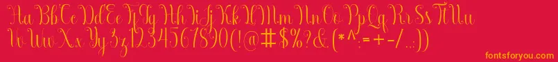 フォントArmadilla – 赤い背景にオレンジの文字