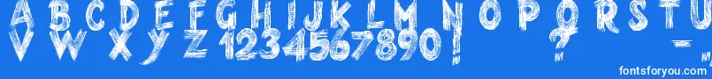 Armagedon-Schriftart – Weiße Schriften auf blauem Hintergrund