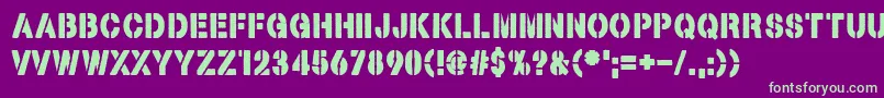Armed and Traitorous Font – Green Fonts on Purple Background