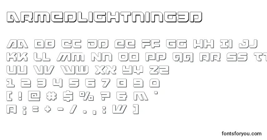 A fonte Armedlightning3d (119959) – alfabeto, números, caracteres especiais