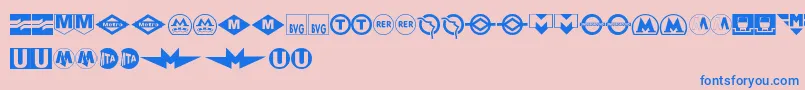 フォントSubwaySign – ピンクの背景に青い文字