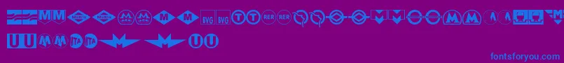 フォントSubwaySign – 紫色の背景に青い文字