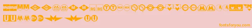 フォントSubwaySign – オレンジの文字がピンクの背景にあります。