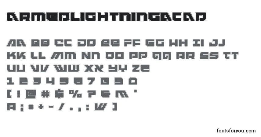 Шрифт Armedlightningacad (119961) – алфавит, цифры, специальные символы