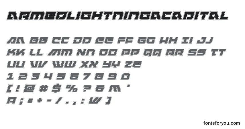 Шрифт Armedlightningacadital (119962) – алфавит, цифры, специальные символы