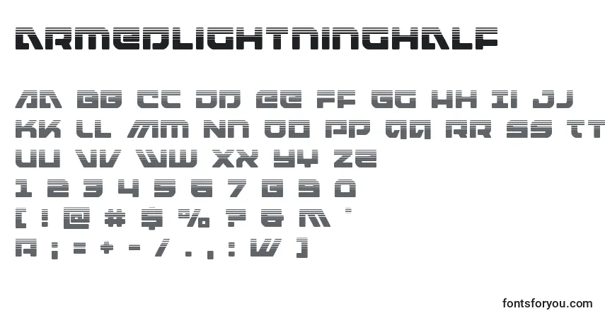 Czcionka Armedlightninghalf (119971) – alfabet, cyfry, specjalne znaki