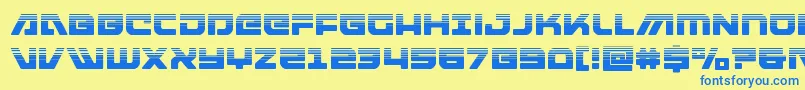 armedlightninghalf-Schriftart – Blaue Schriften auf gelbem Hintergrund