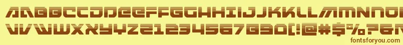 フォントarmedlightninghalf – 茶色の文字が黄色の背景にあります。