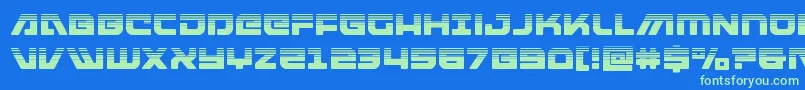 フォントarmedlightninghalf – 青い背景に緑のフォント