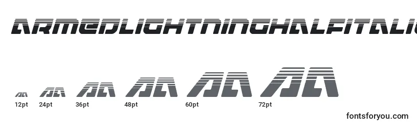 Размеры шрифта Armedlightninghalfitalic (119972)