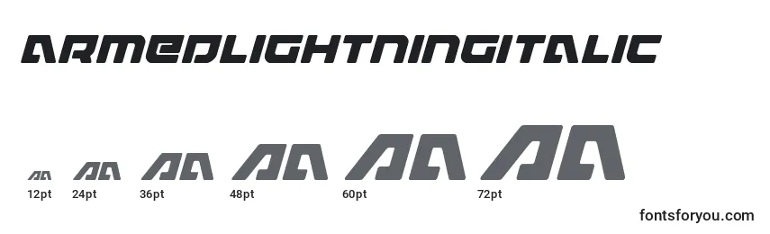 Размеры шрифта Armedlightningitalic (119973)