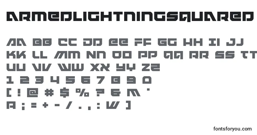 Schriftart Armedlightningsquared (119978) – Alphabet, Zahlen, spezielle Symbole