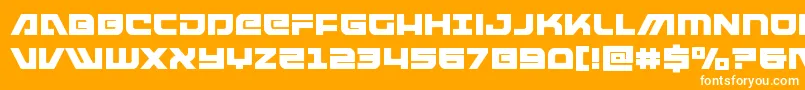 Fonte armedlightningsquared – fontes brancas em um fundo laranja