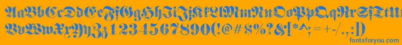 Frakturwinding2Regular-Schriftart – Blaue Schriften auf orangefarbenem Hintergrund