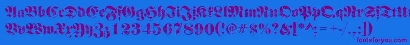 Frakturwinding2Regular-Schriftart – Violette Schriften auf blauem Hintergrund