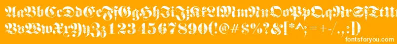 Frakturwinding2Regular-Schriftart – Weiße Schriften auf orangefarbenem Hintergrund