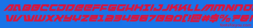 armedlightningsquaredsuperital Font – Red Fonts on Blue Background