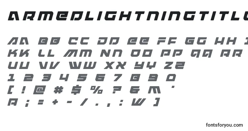 Шрифт Armedlightningtitleitalic (119984) – алфавит, цифры, специальные символы