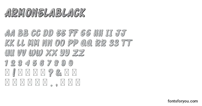 A fonte ArmonelaBlack – alfabeto, números, caracteres especiais