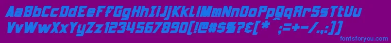Fonte Armorhide Bold Italic – fontes azuis em um fundo violeta