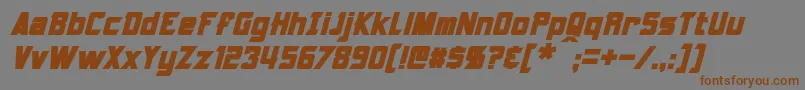 フォントArmorhide Bold Italic – 茶色の文字が灰色の背景にあります。