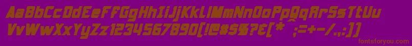 Armorhide Bold Italic-Schriftart – Braune Schriften auf violettem Hintergrund