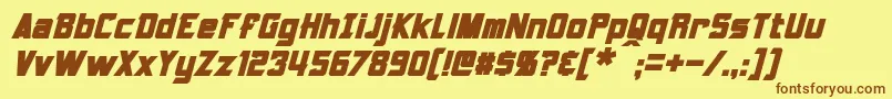 Fonte Armorhide Bold Italic – fontes marrons em um fundo amarelo